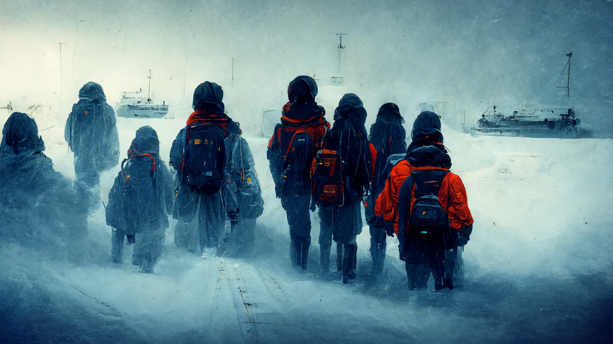 Antarctica 12 Prompt: a photo of a group of students visiting Antarctica