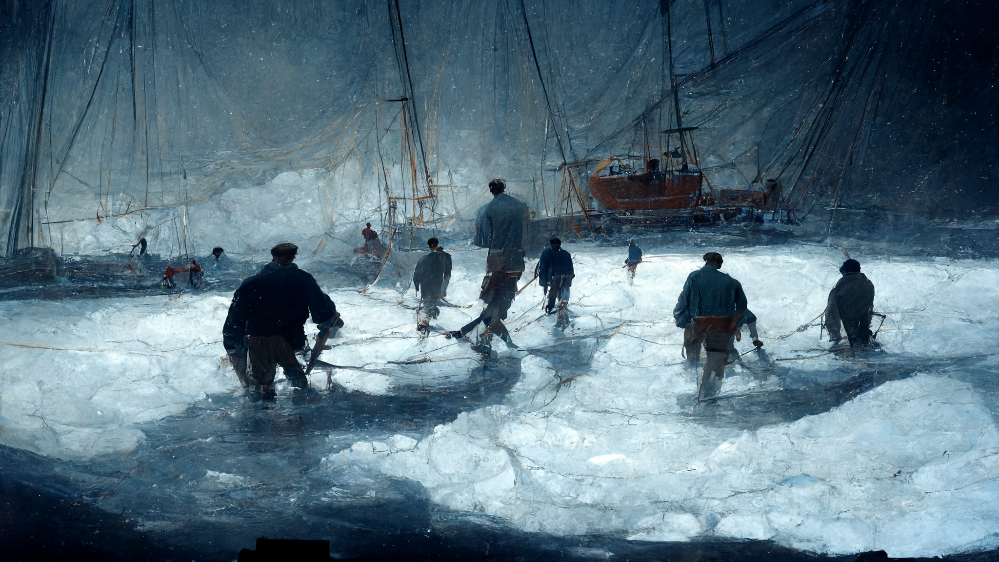 Antarctica 5 Prompt: Shackleton's crew plays on the ice